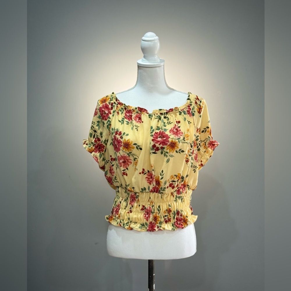 SALE! Yellow The General Good Floral Off-Shoulder Blouse Size L EUC